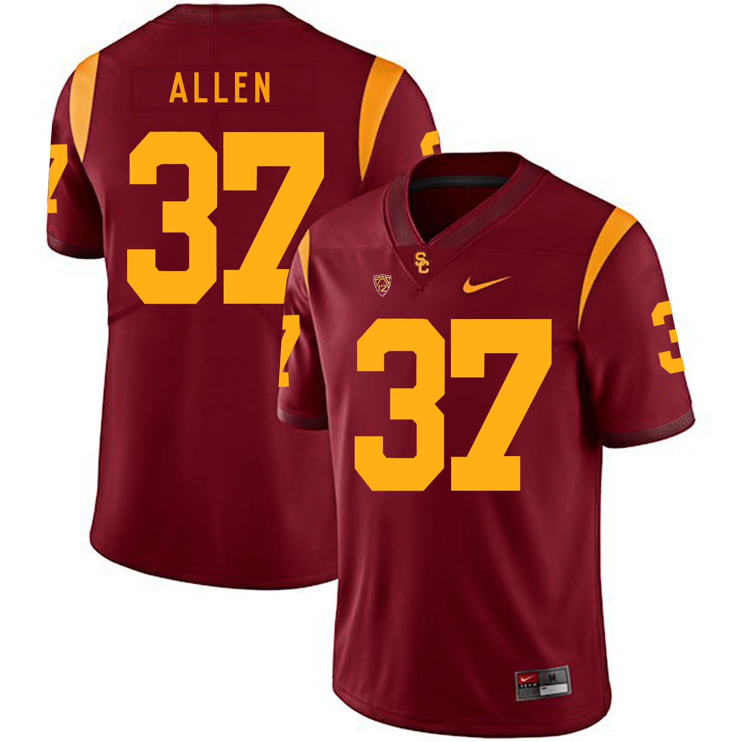 Men USC Trojans 37 Allen Red Customized NCAA Jerseys